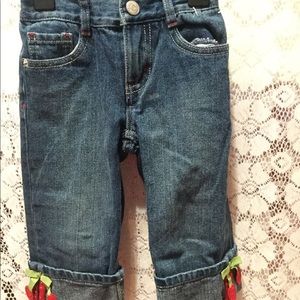 Gymboree denim capris with cherry accent